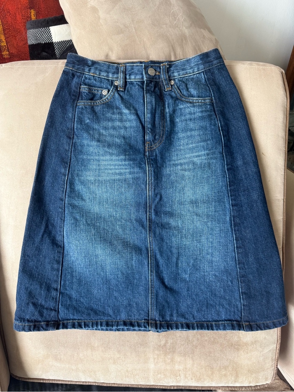 Marc Jacobs Two-Tone jeans Denim A-Line Midi Skirt - Dark Blue
